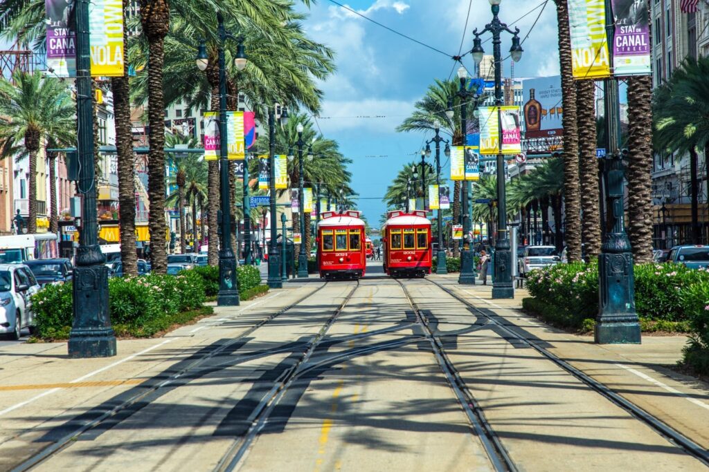 A trolleys on a street